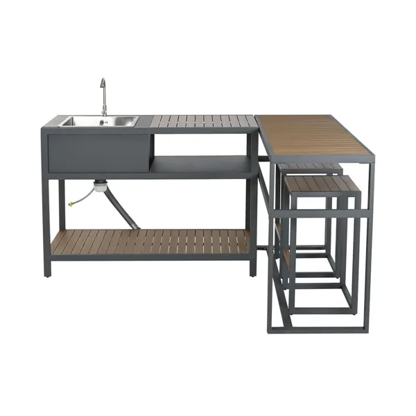 Kitchen furniture Home ESPRIT Grey Natural 127 x 100 x 90 cm 127 x 100 x 95 cm