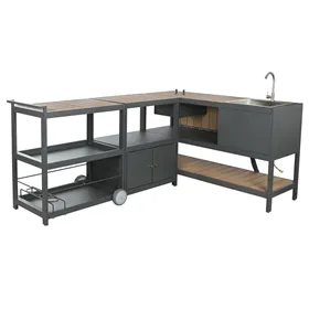 Kitchen furniture Home ESPRIT Grey Natural 236 x 50 x 91 cm
