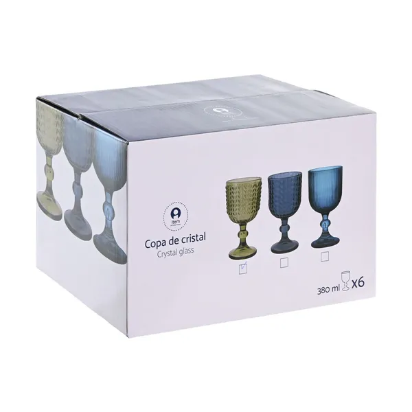 Set of cups Home ESPRIT Green Crystal 380 ml (6 Units)