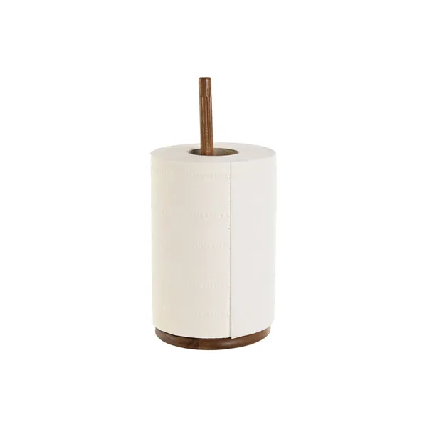 Kitchen Paper holder Home ESPRIT Natural Acacia 16,8 x 16,8 x 35,6 cm