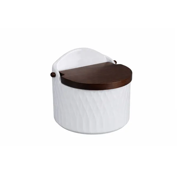 Salt Shaker with Lid Home ESPRIT White Dark brown Bamboo Porcelain 12 x 10 x 11 cm