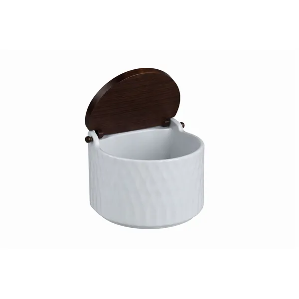 Salt Shaker with Lid Home ESPRIT White Dark brown Bamboo Porcelain 12 x 10 x 11 cm