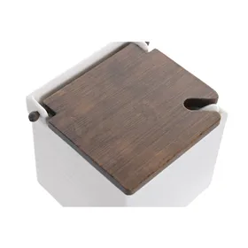 Salt Shaker with Lid Home ESPRIT White Dark brown Bamboo Porcelain 13 X 12 X 12,5 CM