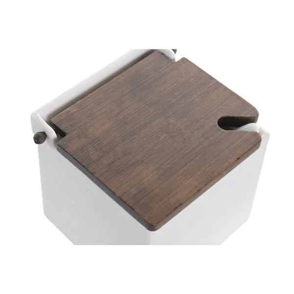 Salt Shaker with Lid Home ESPRIT White Dark brown Bamboo Porcelain 13 X 12 X 12,5 CM
