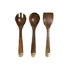 Pot for Kitchen Utensils Home ESPRIT Stainless steel Acacia 13 x 13 x 16,5 cm 4 Pieces