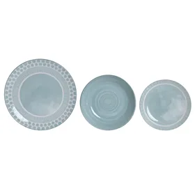 Dinnerware Set Home ESPRIT Turquoise Porcelain 18 Pieces