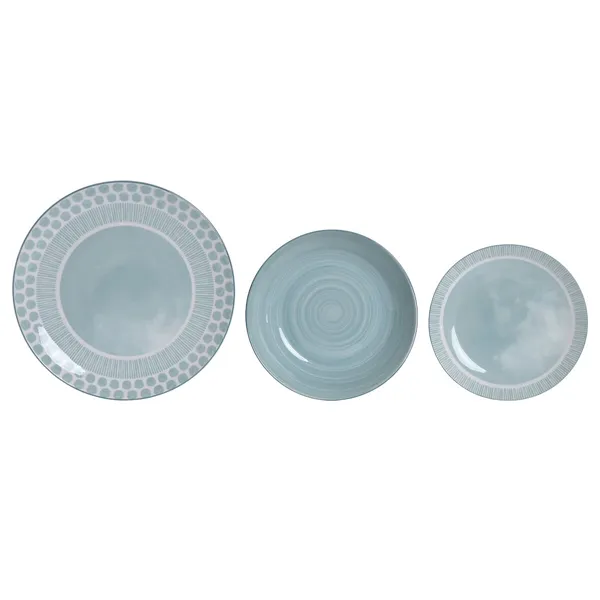Dinnerware Set Home ESPRIT Turquoise Porcelain 18 Pieces