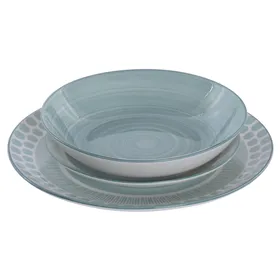Dinnerware Set Home ESPRIT Turquoise Porcelain 18 Pieces