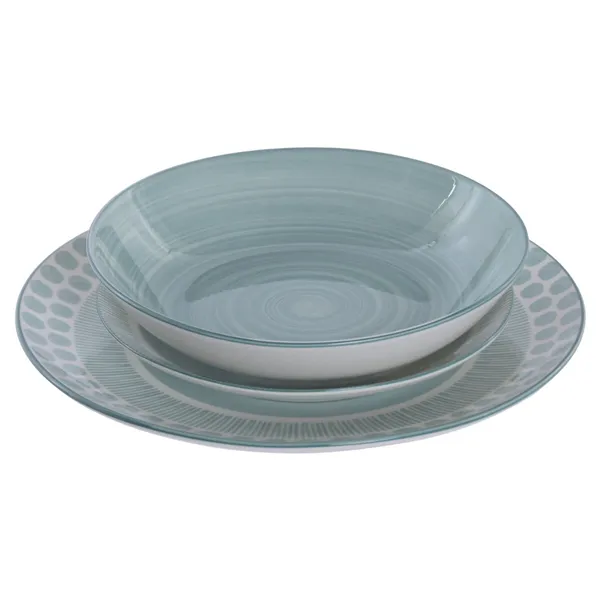 Dinnerware Set Home ESPRIT Turquoise Porcelain 18 Pieces
