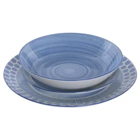 Dinnerware Set Home ESPRIT Light Blue Porcelain 18 Pieces