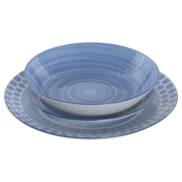 Dinnerware Set Home ESPRIT Light Blue Porcelain 18 Pieces