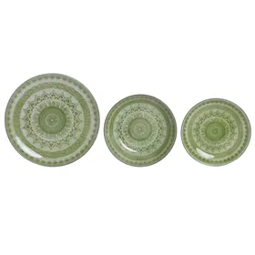 Dinnerware Set Home ESPRIT Green Porcelain Arab 18 Pieces