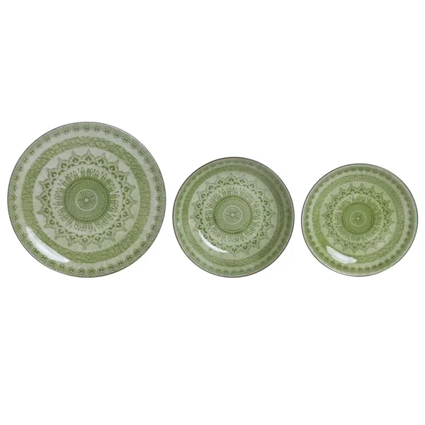 Dinnerware Set Home ESPRIT Green Porcelain Arab 18 Pieces