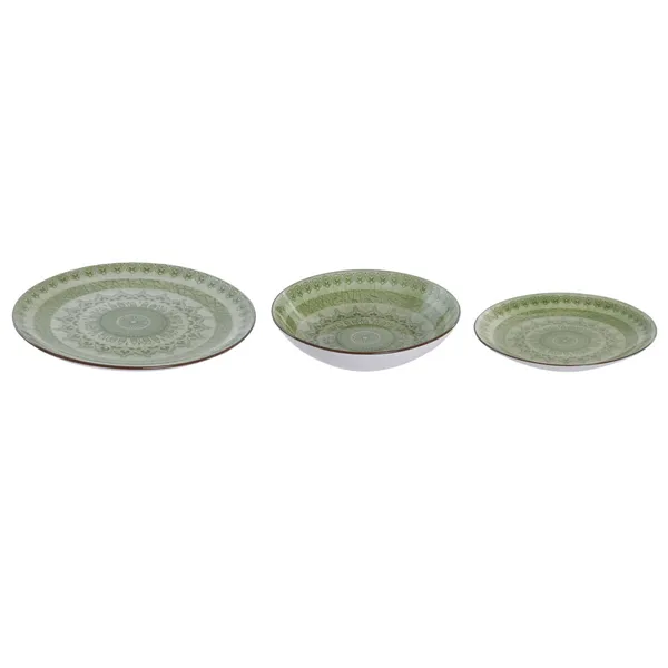 Dinnerware Set Home ESPRIT Green Porcelain Arab 18 Pieces