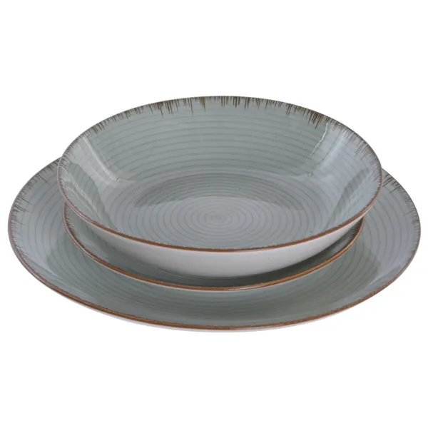 Dinnerware Set Home ESPRIT Light Green Porcelain 18 Pieces