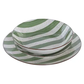Dinnerware Set Home ESPRIT Green Porcelain Mediterranean 18 Pieces