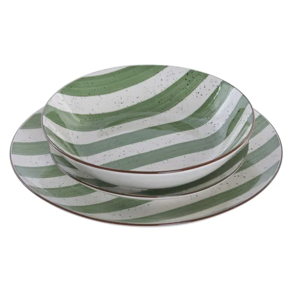Dinnerware Set Home ESPRIT Green Porcelain Mediterranean 18 Pieces