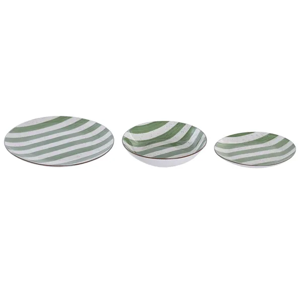Dinnerware Set Home ESPRIT Green Porcelain Mediterranean 18 Pieces