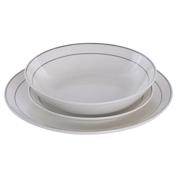 Dinnerware Set Home ESPRIT White Black Porcelain 18 Pieces