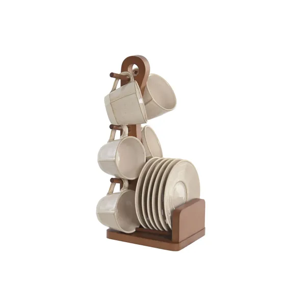 Piece Coffee Cup Set Home ESPRIT Beige Stoneware 90 ml 6 Pieces