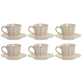 Piece Coffee Cup Set Home ESPRIT Beige Stoneware 90 ml 6 Pieces