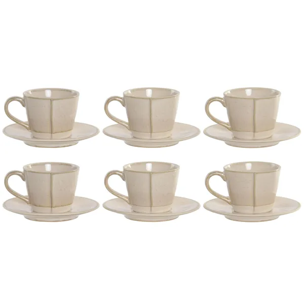 Piece Coffee Cup Set Home ESPRIT Beige Stoneware 90 ml 6 Pieces