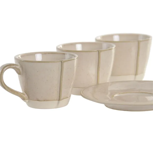 Piece Coffee Cup Set Home ESPRIT Beige Stoneware 90 ml 6 Pieces
