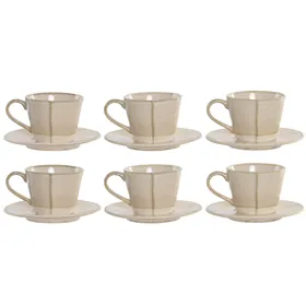 Piece Coffee Cup Set Home ESPRIT Beige Stoneware 150 ml 6 Pieces