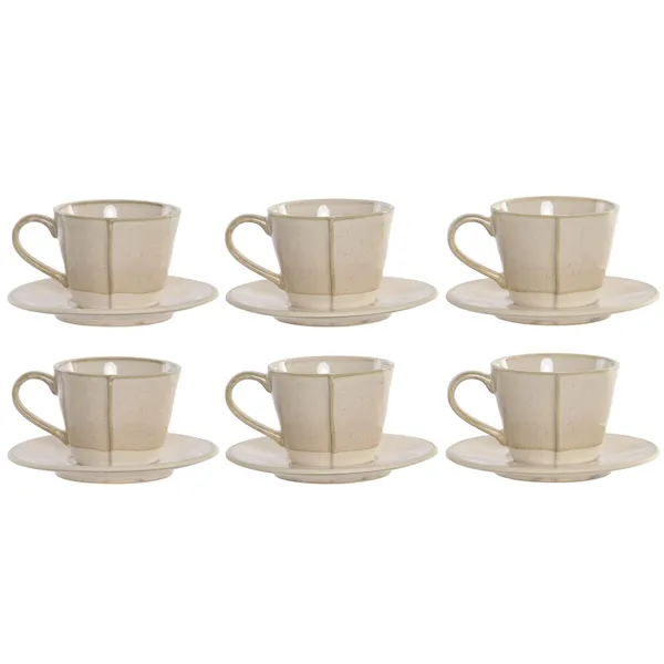 Piece Coffee Cup Set Home ESPRIT Beige Stoneware 150 ml 6 Pieces