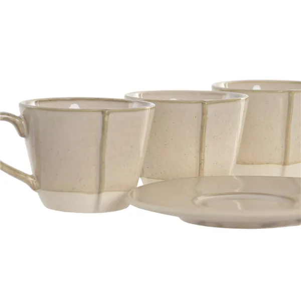 Piece Coffee Cup Set Home ESPRIT Beige Stoneware 150 ml 6 Pieces