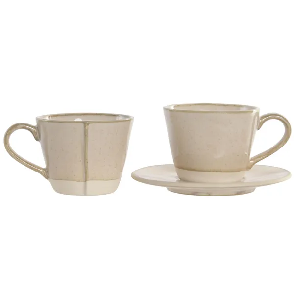 Piece Coffee Cup Set Home ESPRIT Beige Stoneware 150 ml 6 Pieces
