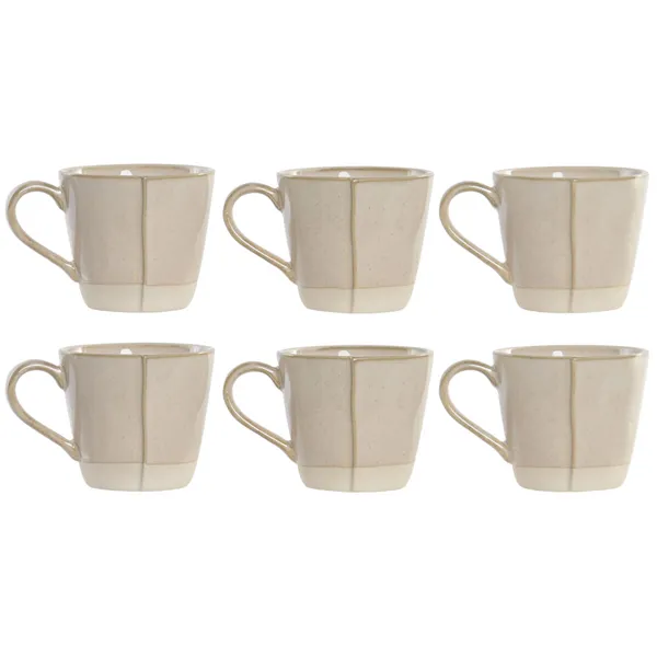 Set of Mugs Home ESPRIT Beige Urban 160 ml