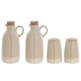 Oil and Vinegar Set Home ESPRIT Beige Acacia Stoneware Urban 19 x 16 x 22,5 cm