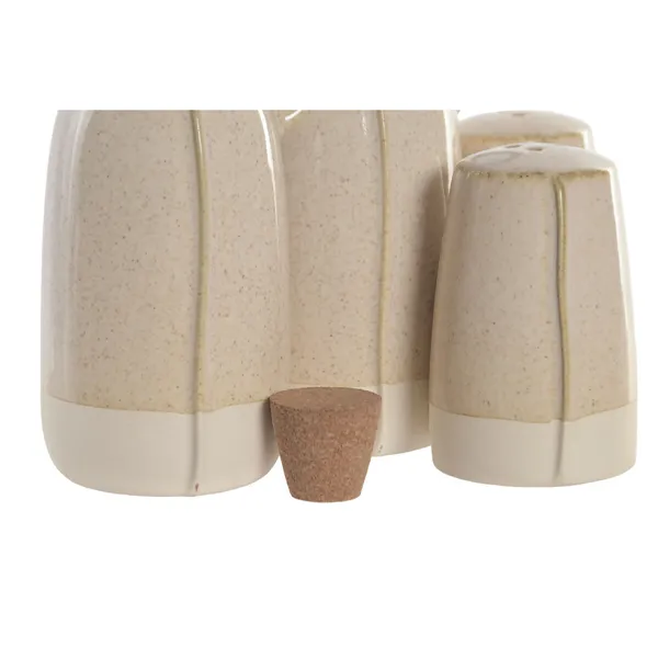 Oil and Vinegar Set Home ESPRIT Beige Acacia Stoneware Urban 19 x 16 x 22,5 cm