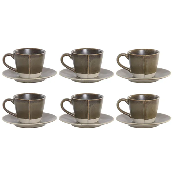 Piece Coffee Cup Set Home ESPRIT Green Stoneware 90 ml 6 Pieces