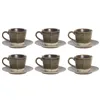 Piece Coffee Cup Set Home ESPRIT Green Stoneware 90 ml 6 Pieces
