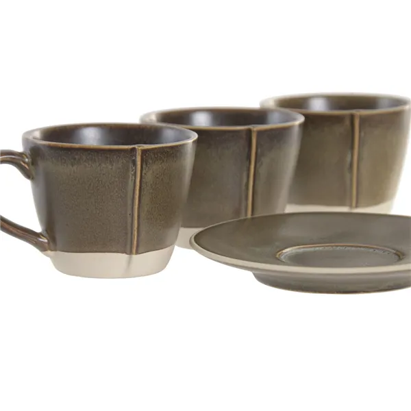 Piece Coffee Cup Set Home ESPRIT Green Stoneware 90 ml 6 Pieces