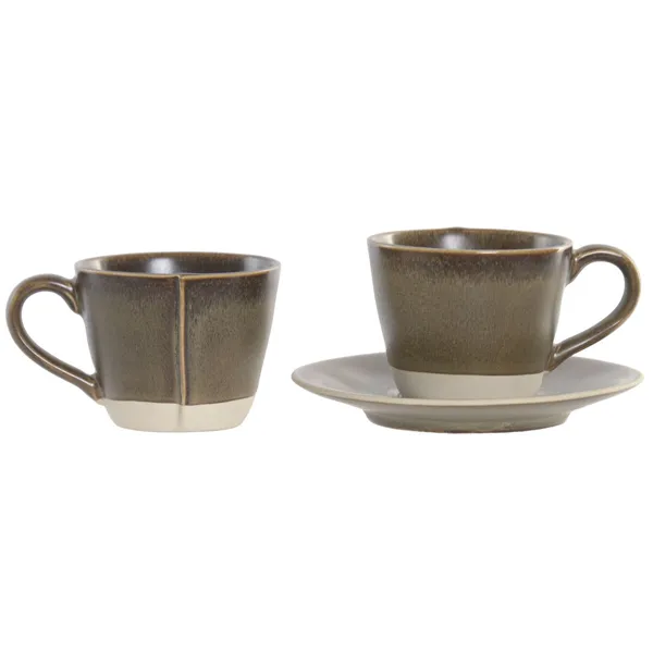 Piece Coffee Cup Set Home ESPRIT Green Stoneware 90 ml 6 Pieces
