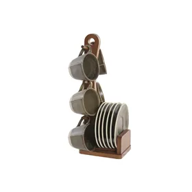 Piece Coffee Cup Set Home ESPRIT Green Stoneware 150 ml 6 Pieces