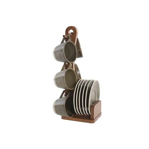 Piece Coffee Cup Set Home ESPRIT Green Stoneware 150 ml 6 Pieces