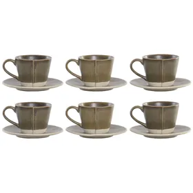 Piece Coffee Cup Set Home ESPRIT Green Stoneware 150 ml 6 Pieces