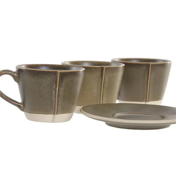 Piece Coffee Cup Set Home ESPRIT Green Stoneware 150 ml 6 Pieces