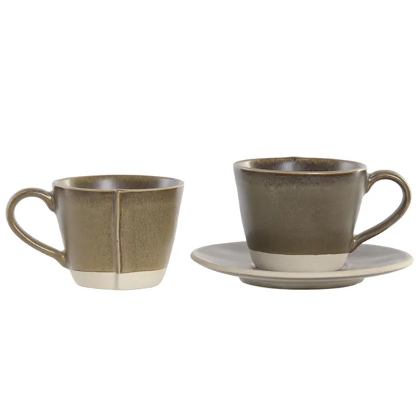 Piece Coffee Cup Set Home ESPRIT Green Stoneware 150 ml 6 Pieces