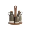 Oil and Vinegar Set Home ESPRIT Green Acacia Stoneware Urban 19 x 16 x 22,5 cm