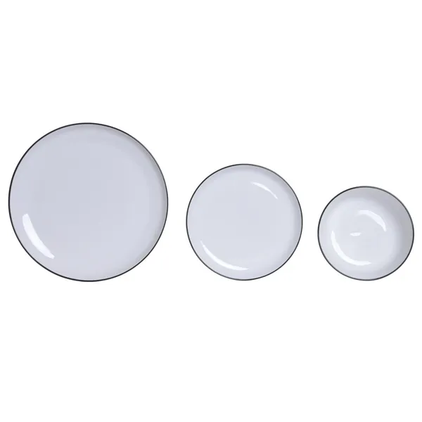 Dinnerware Set Home ESPRIT White Black Porcelain 18 Pieces