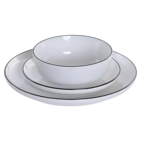 Dinnerware Set Home ESPRIT White Black Porcelain 18 Pieces