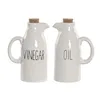 Oil and Vinegar Set Home ESPRIT White Cork Porcelain Cottage 11 x 7 x 16 cm