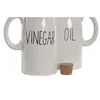 Oil and Vinegar Set Home ESPRIT White Cork Porcelain Cottage 11 x 7 x 16 cm