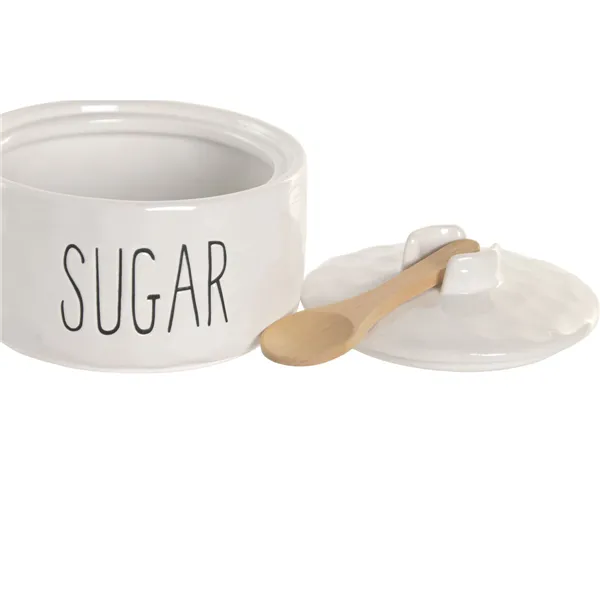 Sugar Bowl Home ESPRIT White Natural Bamboo Porcelain 11,8 X 11,8 X 8,2 CM