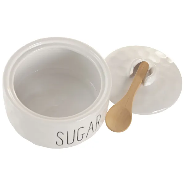 Sugar Bowl Home ESPRIT White Natural Bamboo Porcelain 11,8 X 11,8 X 8,2 CM